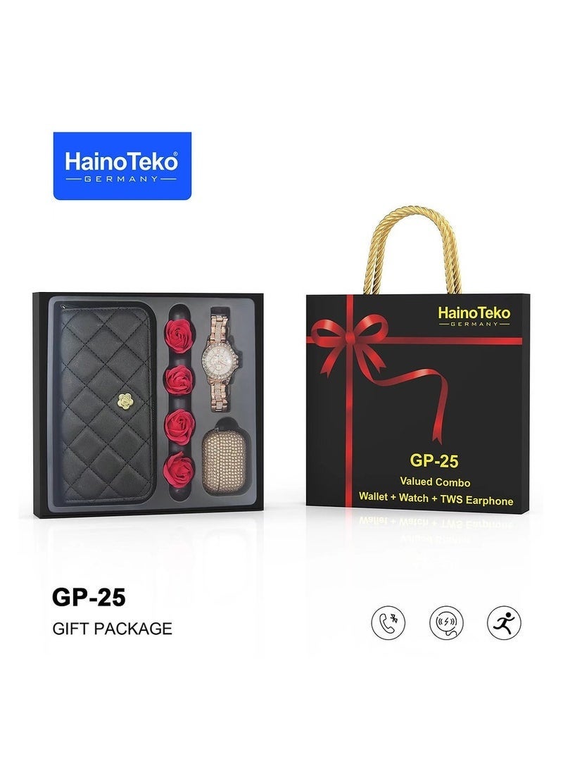 Haino Teko GP-25 Gift Set (Watch + Wallet + TWS Earbuds) – 3-in-1 Combo - Image 1